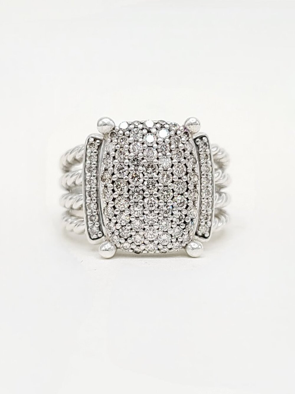 David Yurman Wheaton Pave Ring w/ Pavé White Diamonds - 16.7mm - Size 9.5